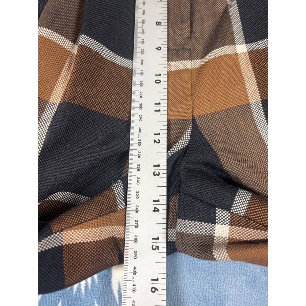 Staud Brown Plaid Wide Leg High Waisted Pleated Trousers Pants Size 10 - Picture 7 of 13